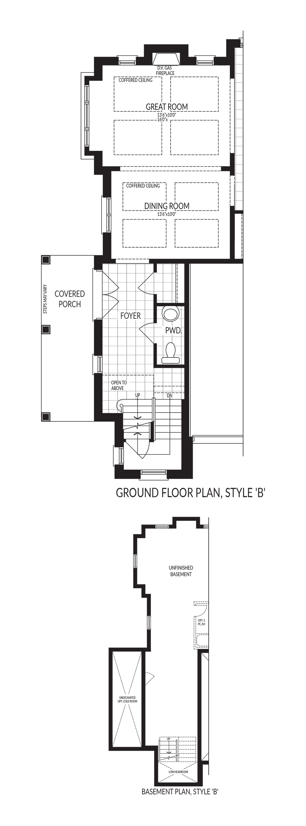 Ground Floor Plan Style B + Basement Floor Plan Style B