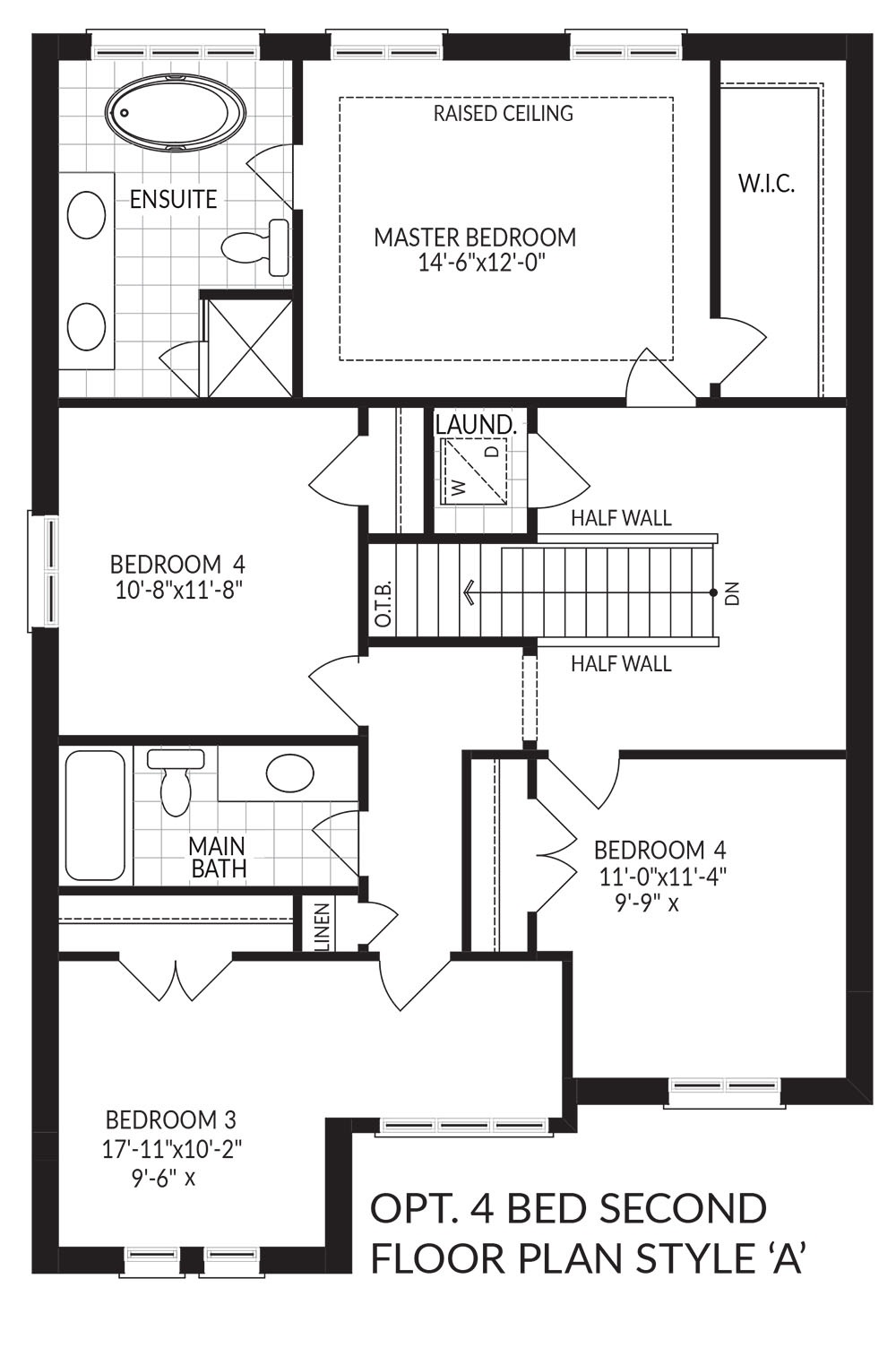 Fiona Opt. 4 bed second floor plan style A