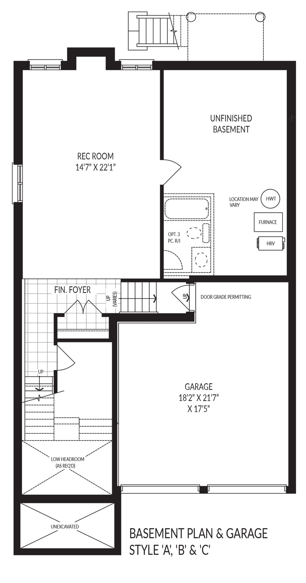 George Basement Plan & garage Elevation A, B & C