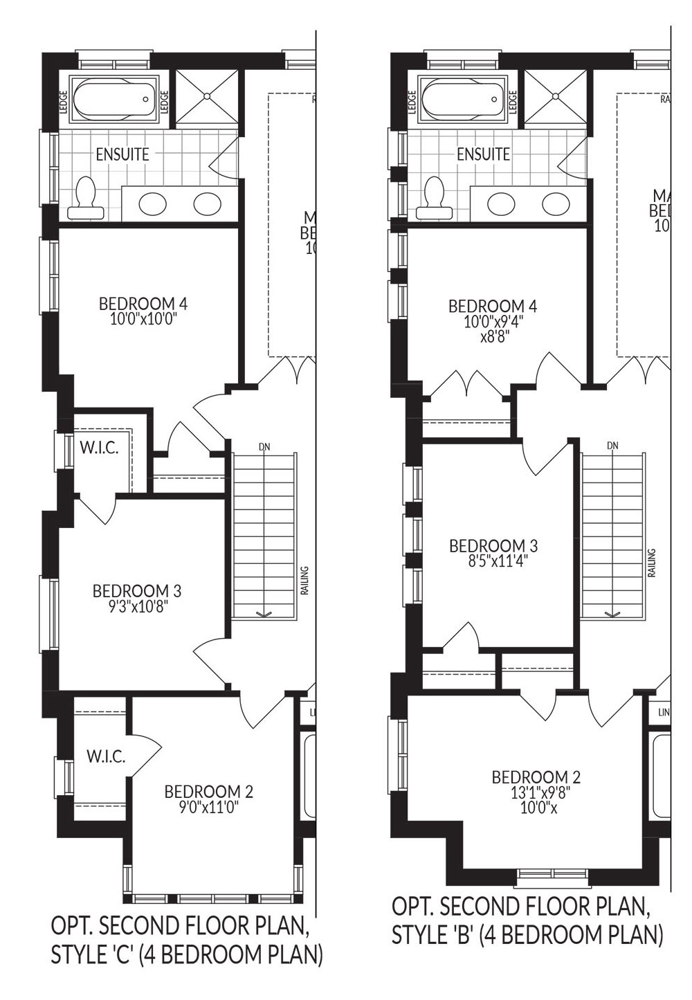 Optional Second Floor 4 Bed. Plan Style C + B