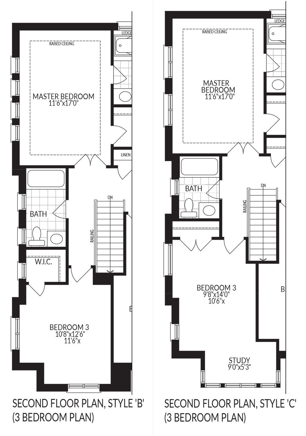 Second Floor Plan, Style 'B' + 'C'