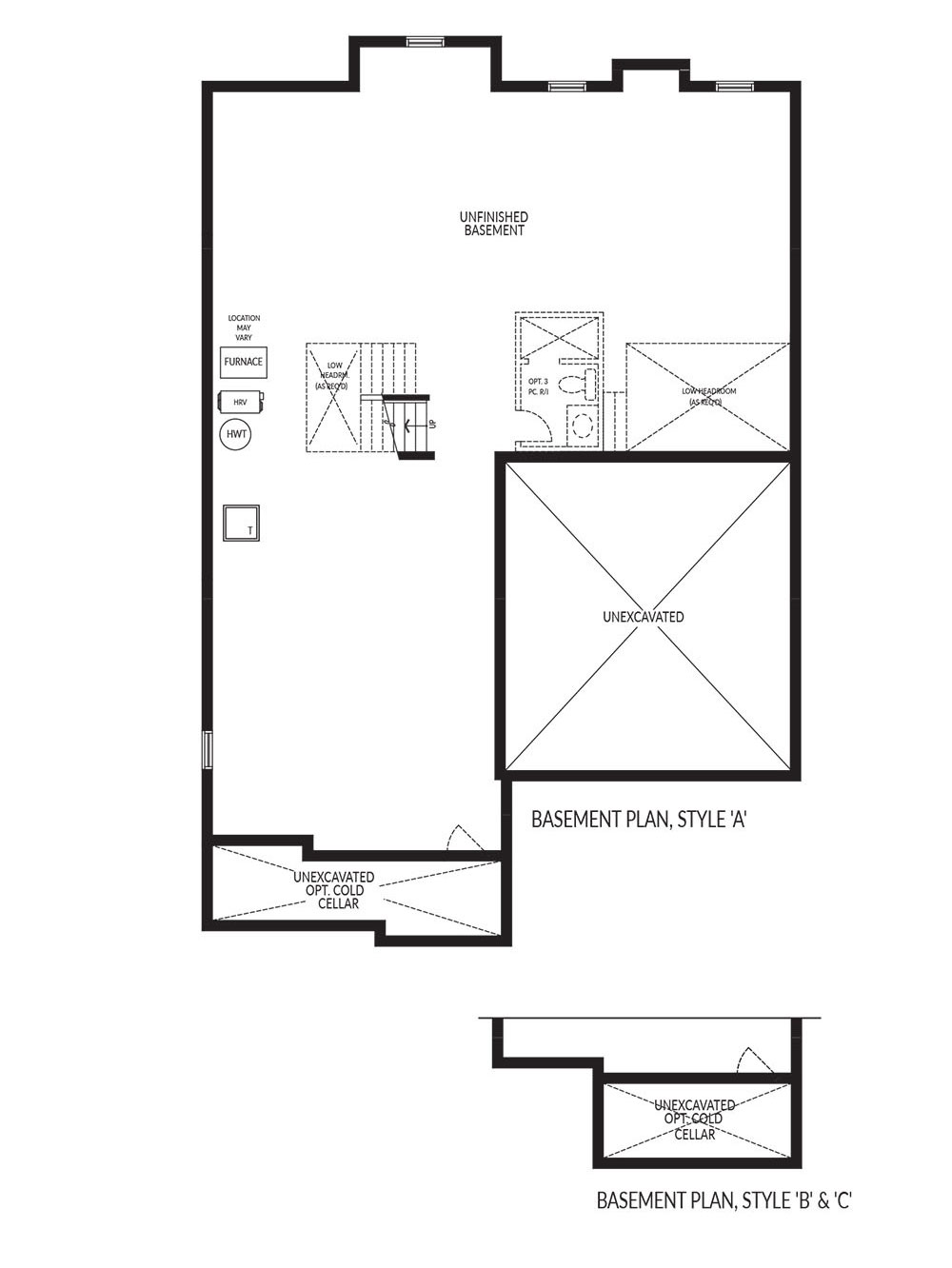 Basement Plan, Style A, B, C