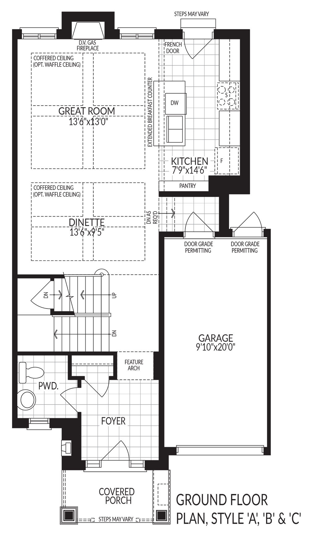 York Ground floor plan style A, B & C