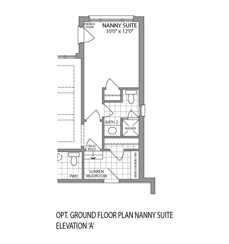 Optional Ground Floor Nanny Suite Elevation A