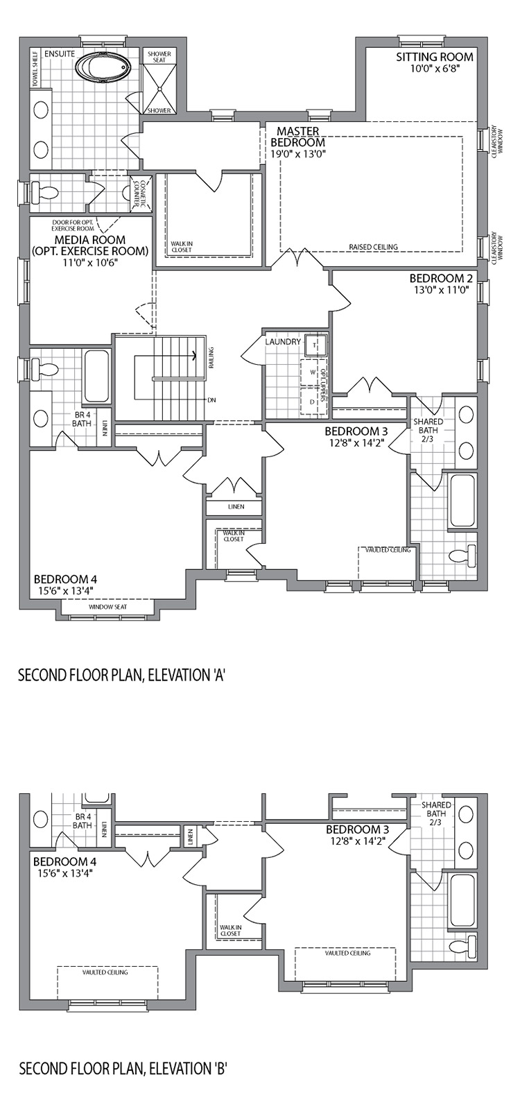 Second Floor Elevation A & B